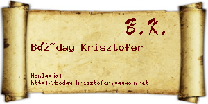 Bóday Krisztofer névjegykártya