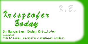 krisztofer boday business card